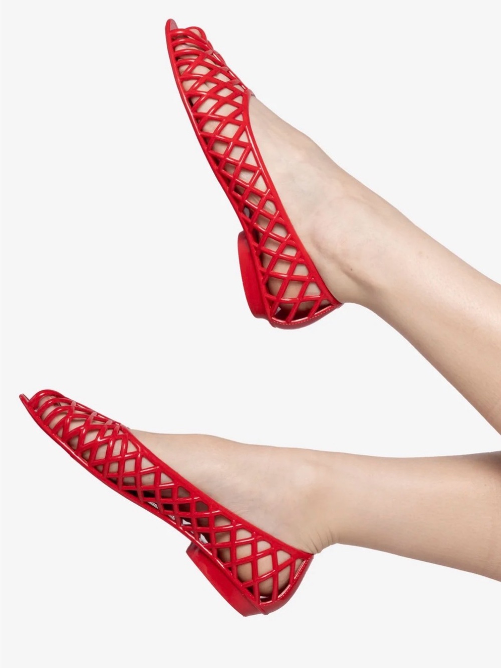 Los Angeles Apparel Red Jelly Cutout Ballet Flats Size 6